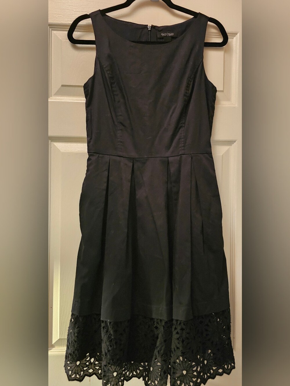 Black Sleeveless Fit & Flare Dress with Laser-Cut Hem